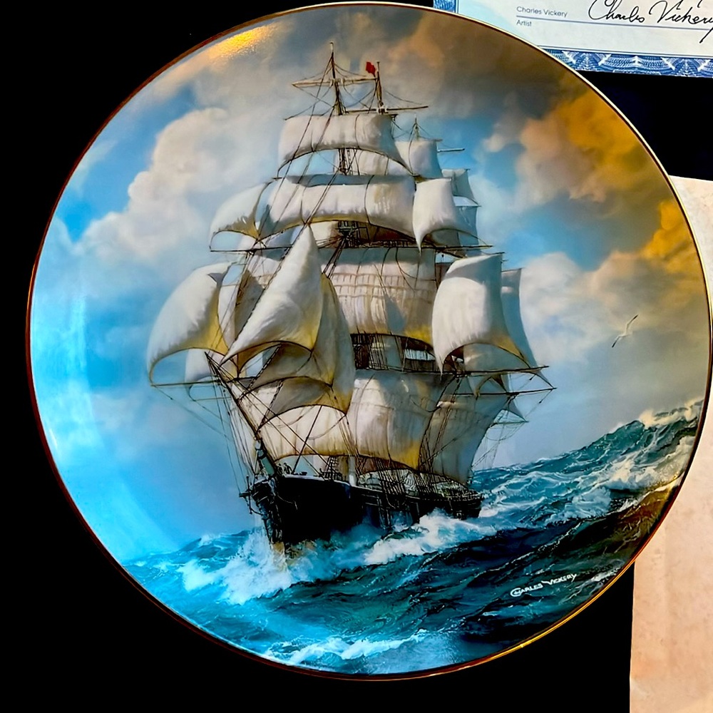 WS George Collectible plate “ The Flying Cloud Rounding the Cape.”